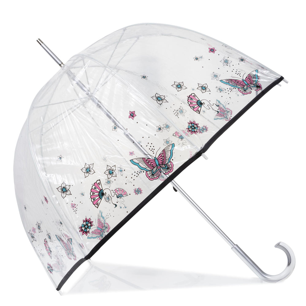 Paraguas Transparente PVC/Mariposa rosa - Isotoner