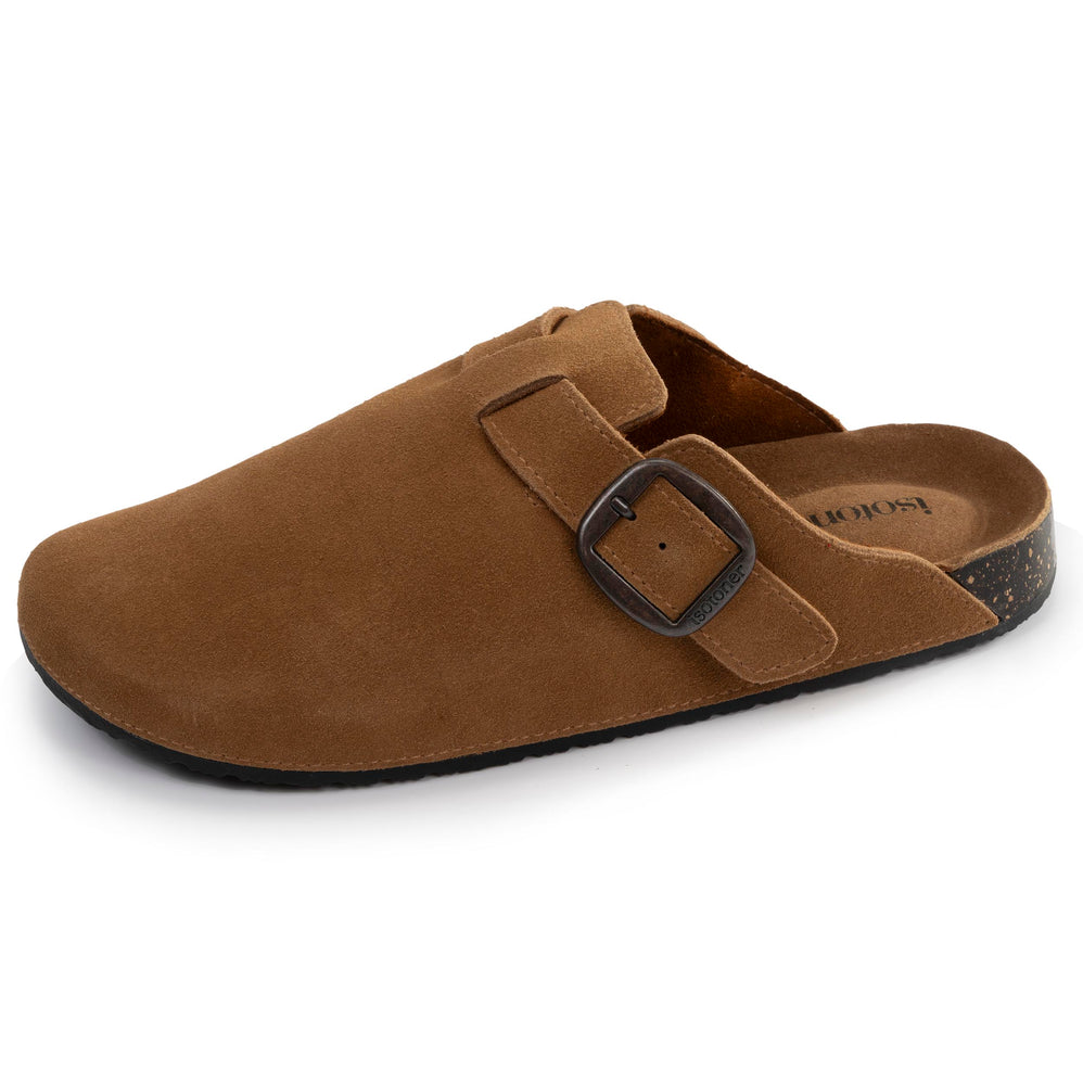 Mules Sabots Femme cuir Camel - Isotoner