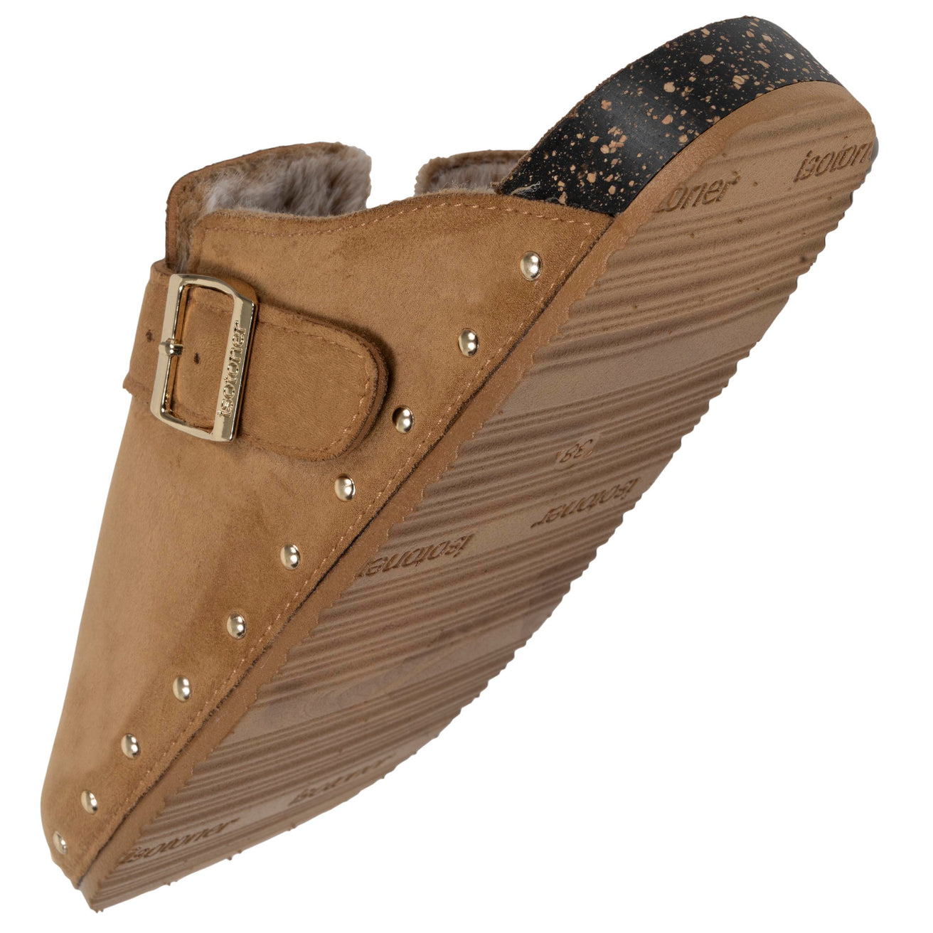 Sabots Femme fourrés Camel clous