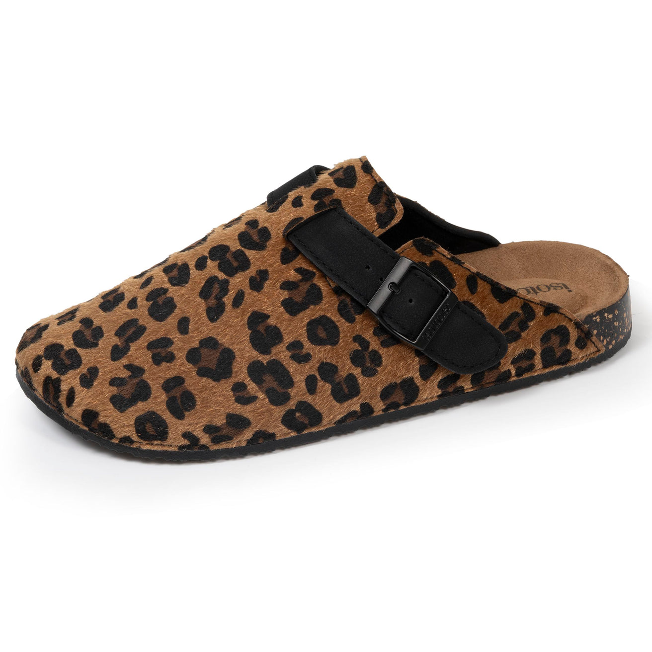 Mules Sabots Femme Léopard/Noir