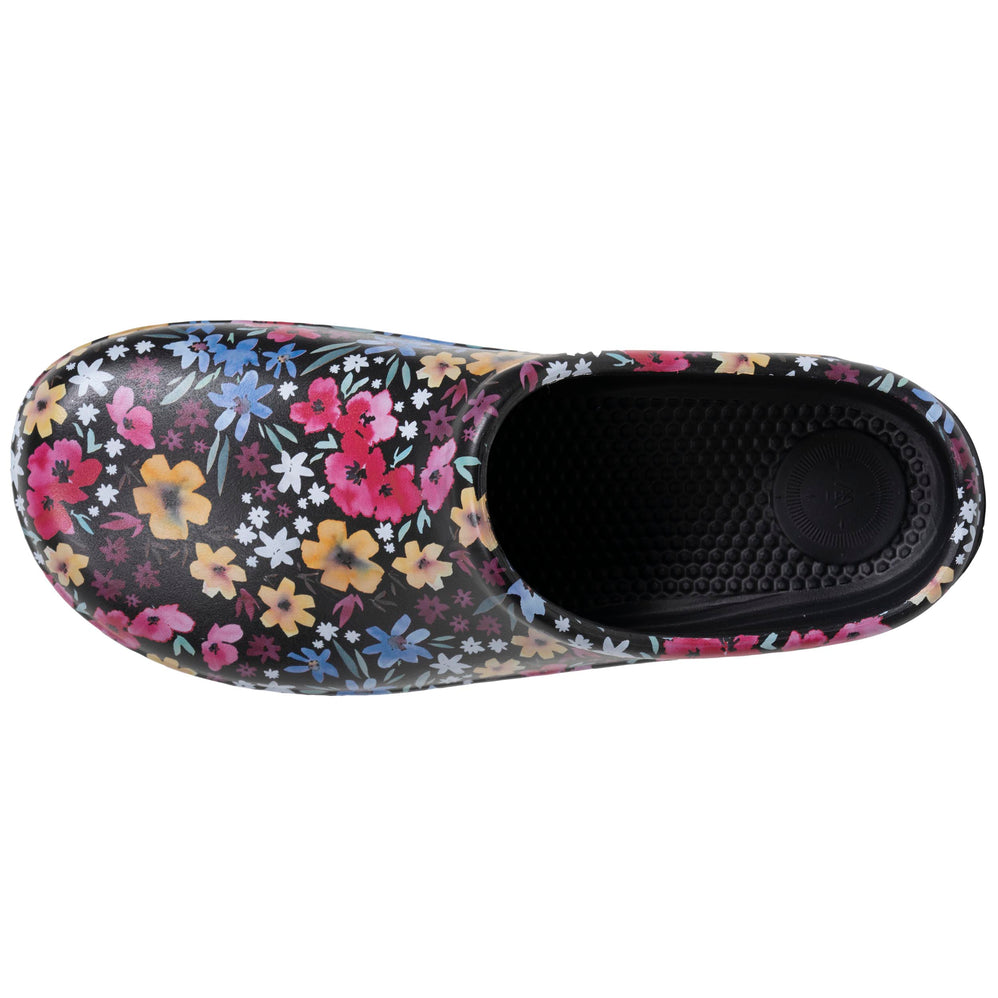 Sabots de jardin Femme imprimé Noir fleuri - Isotoner