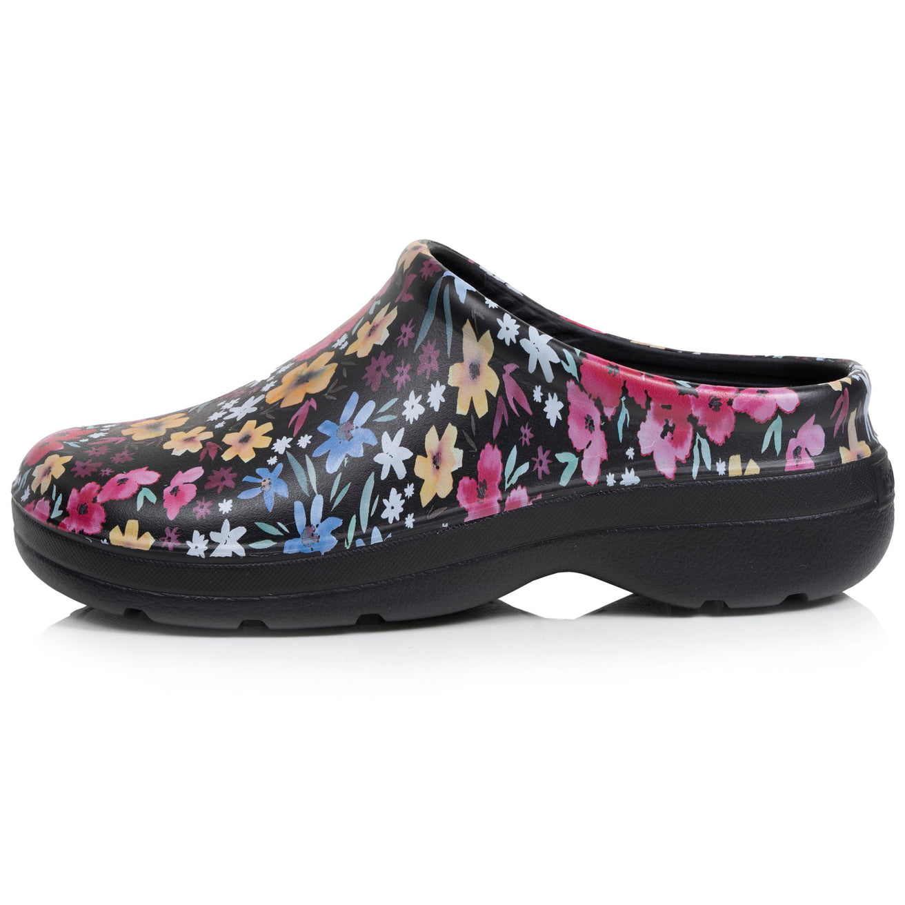 Sabots de jardin Femme imprimé Noir fleuri