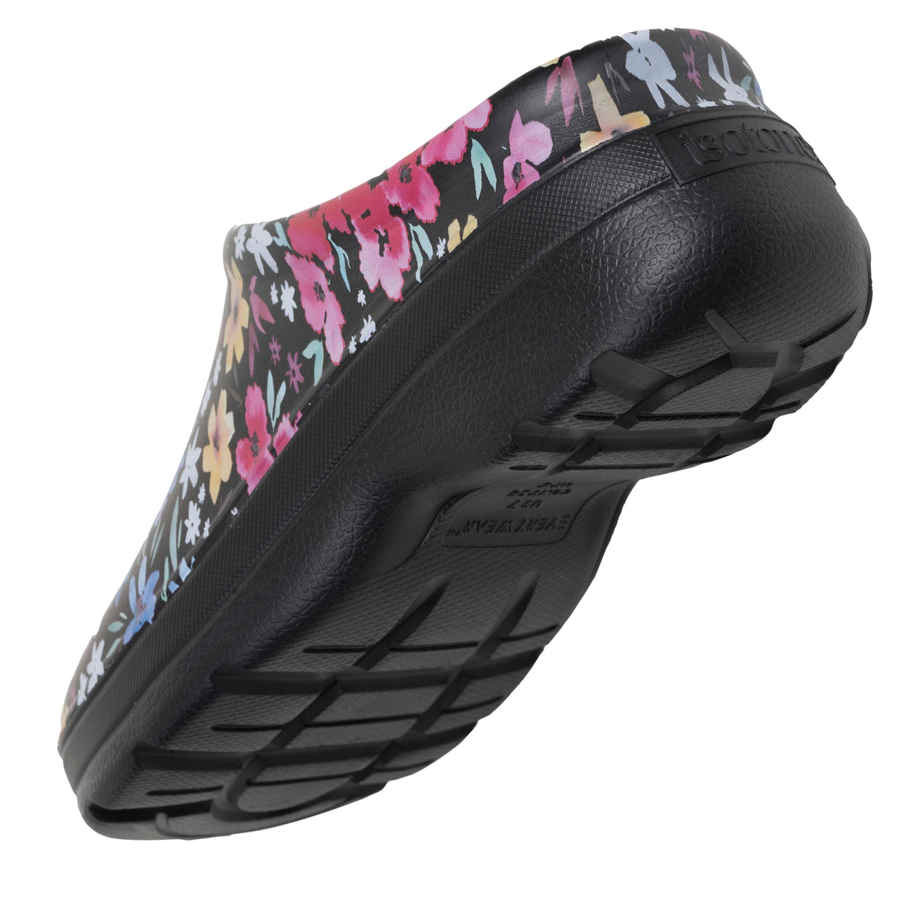 Sabots de jardin Femme imprimé Noir fleuri