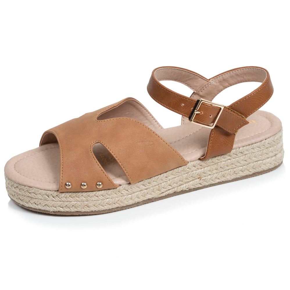 Sandales Femme semelle plateforme corde Camel - Isotoner