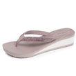 Tongs Femme talon paillettes Taupe