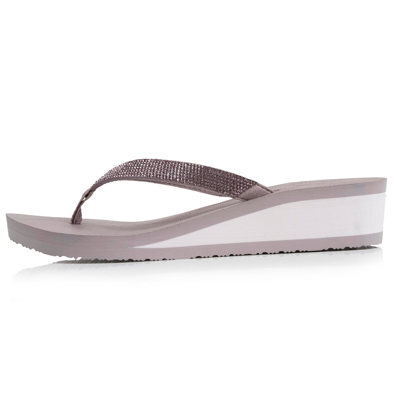 Tongs Femme talon paillettes Taupe