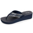 Tongs Femme talon paillettes Bleu Marine