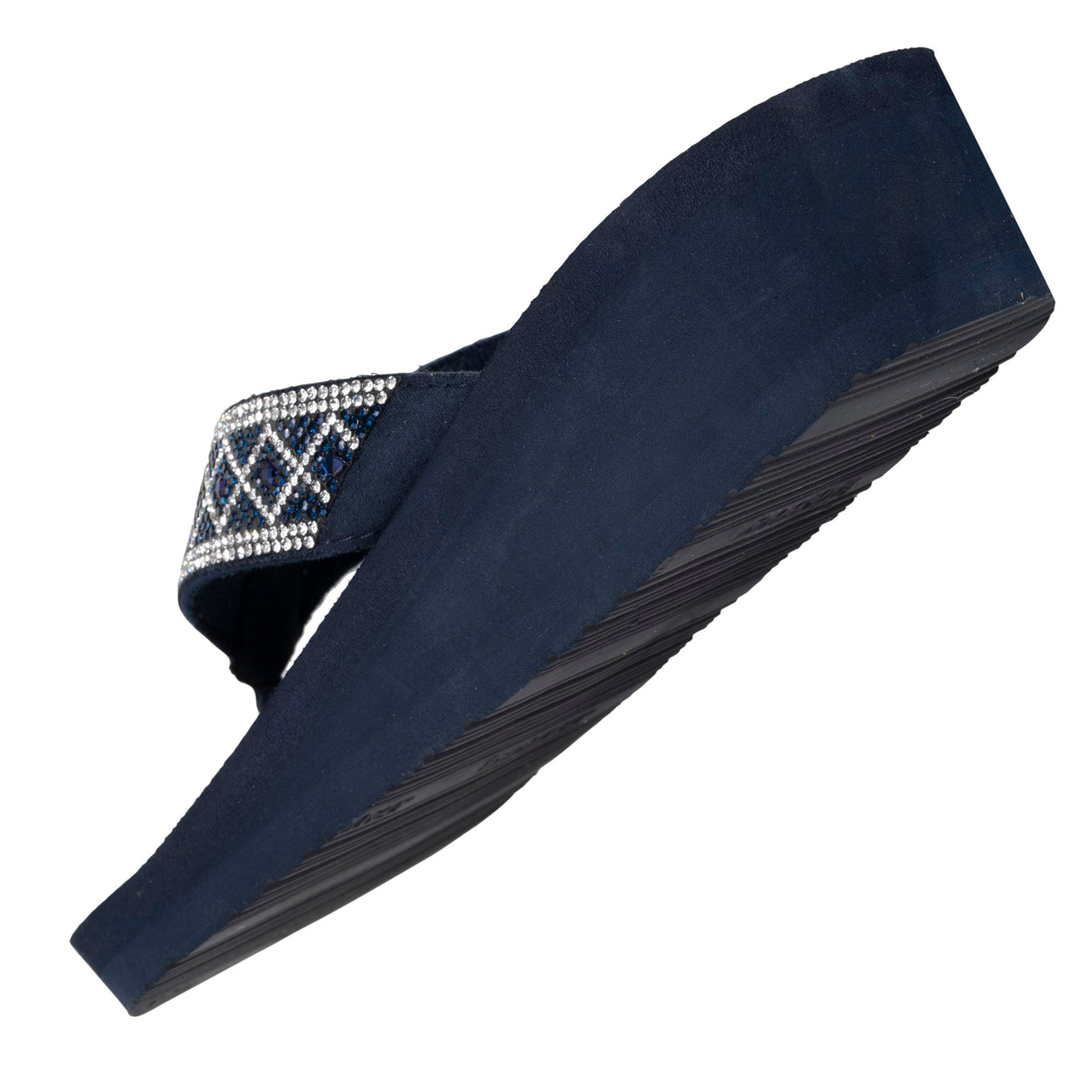 Tongs Femme talon paillettes Bleu Marine
