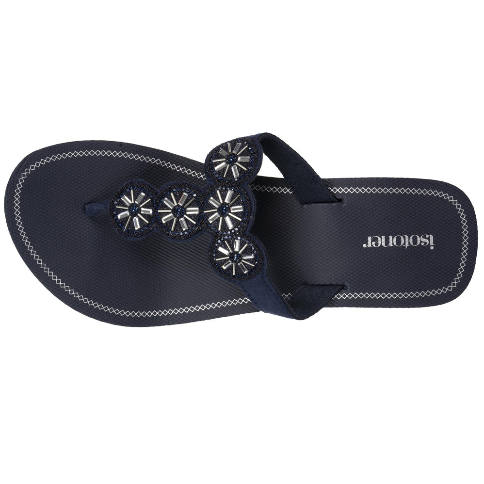 Tongs Femme perles à talon Marine - Isotoner