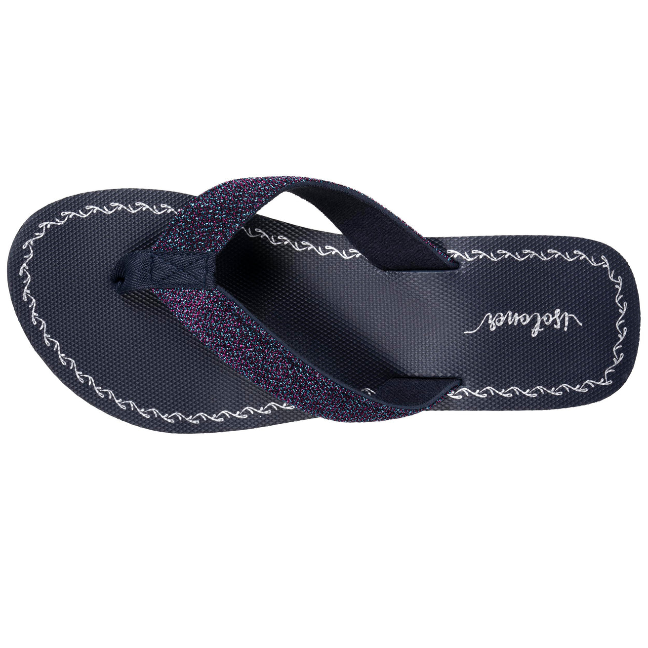 Chanclas Mujer perlas con tacón Azul marino/purpurina