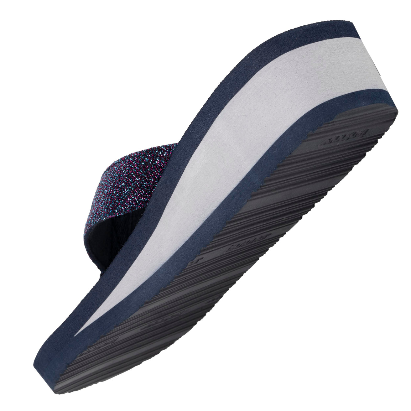 Chanclas Mujer perlas con tacón Azul marino/purpurina