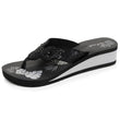 Chanclas Mujer perlas con tacón Negro/Plata