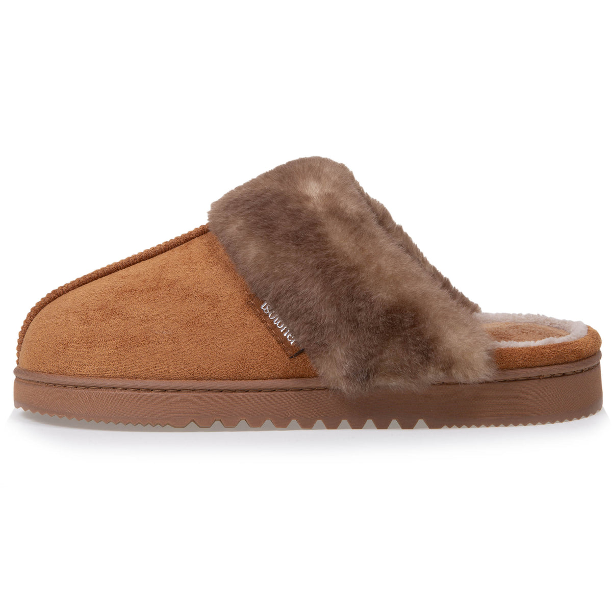 Chaussons Mules Femme Camel Imitation fourrure