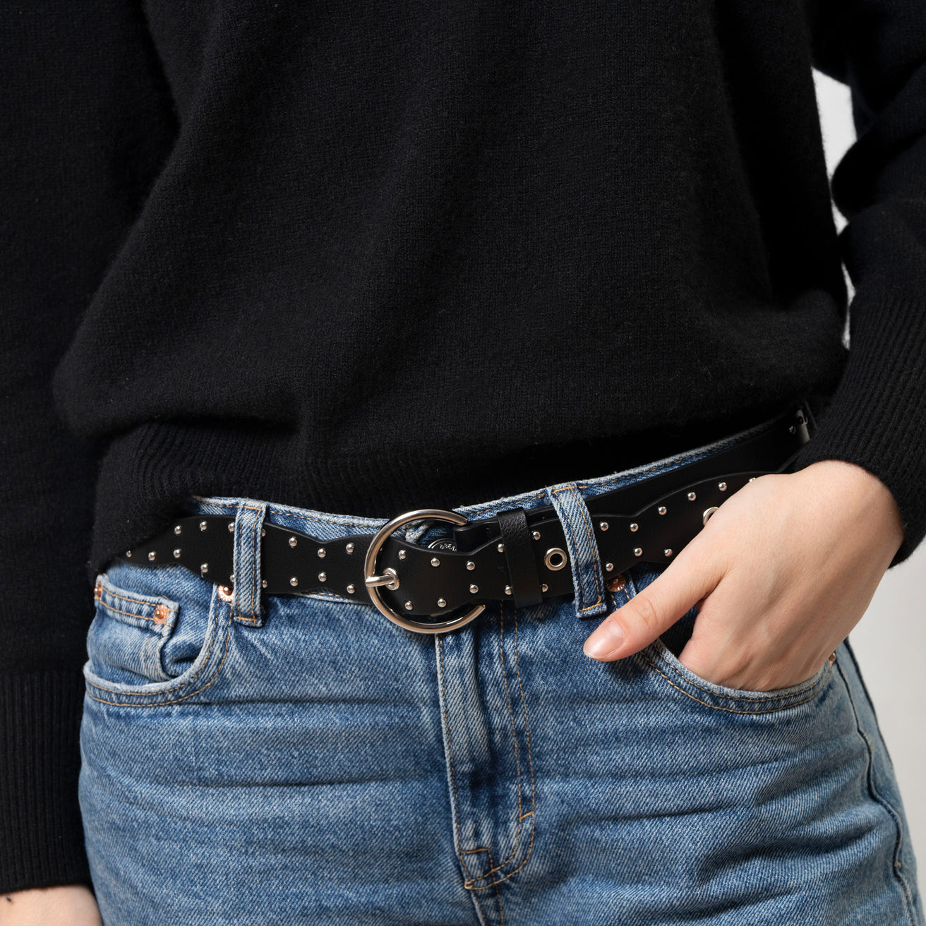 Ceinture Femme rock Noir cuir