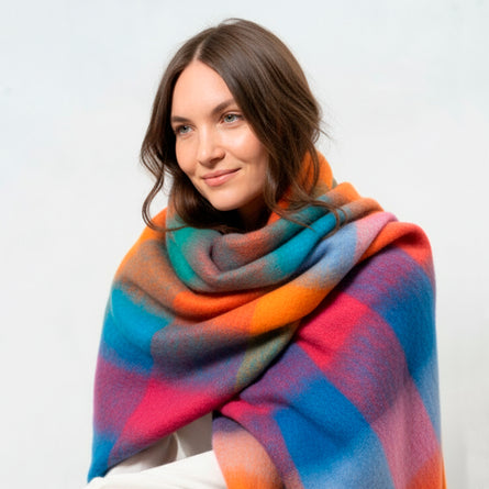 Echarpe plaid Femme avec franges Multicolore - Isotoner