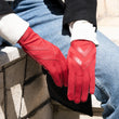Gants Femme tissu extensible recyclé Rouge