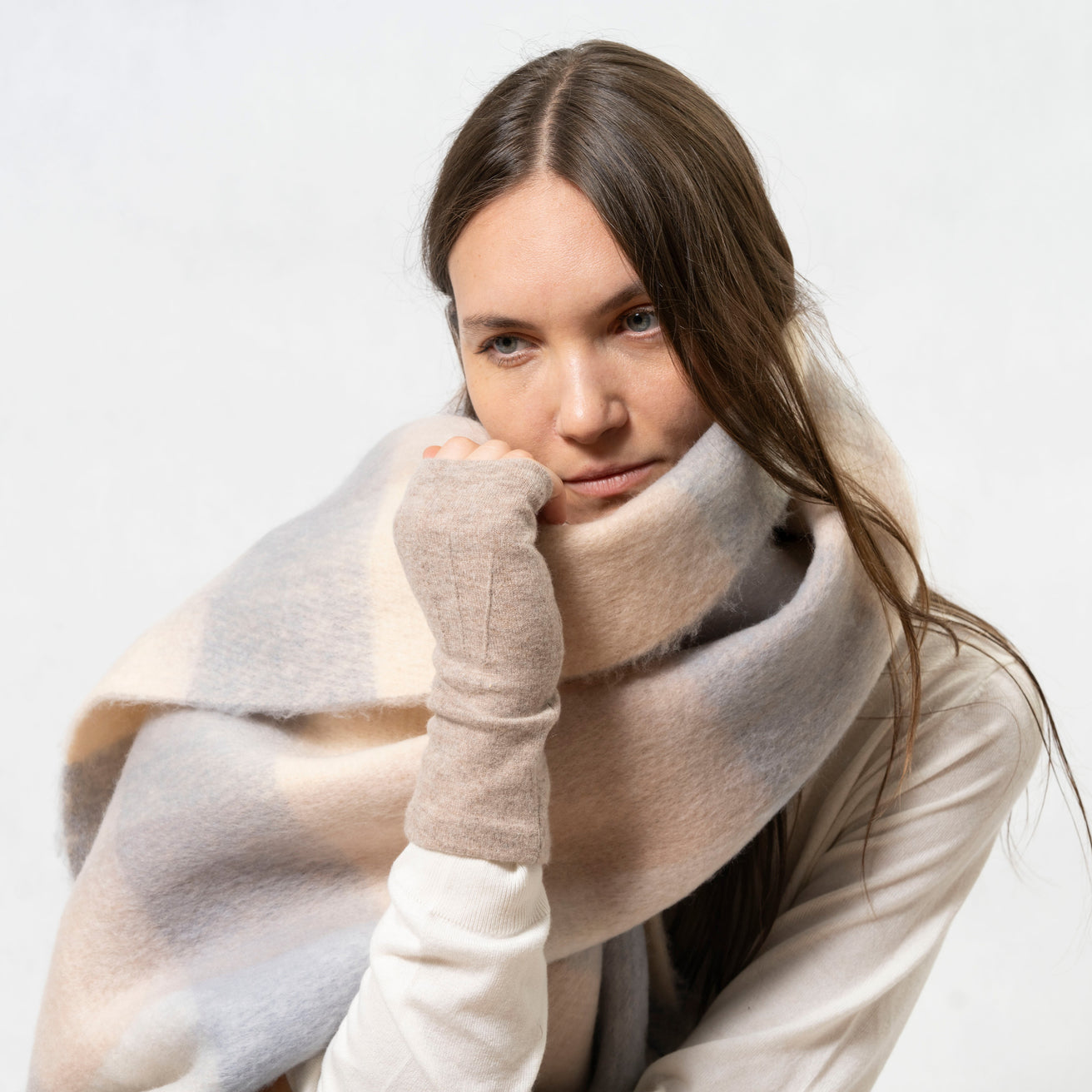 Mitaines Femme en Laine Beige