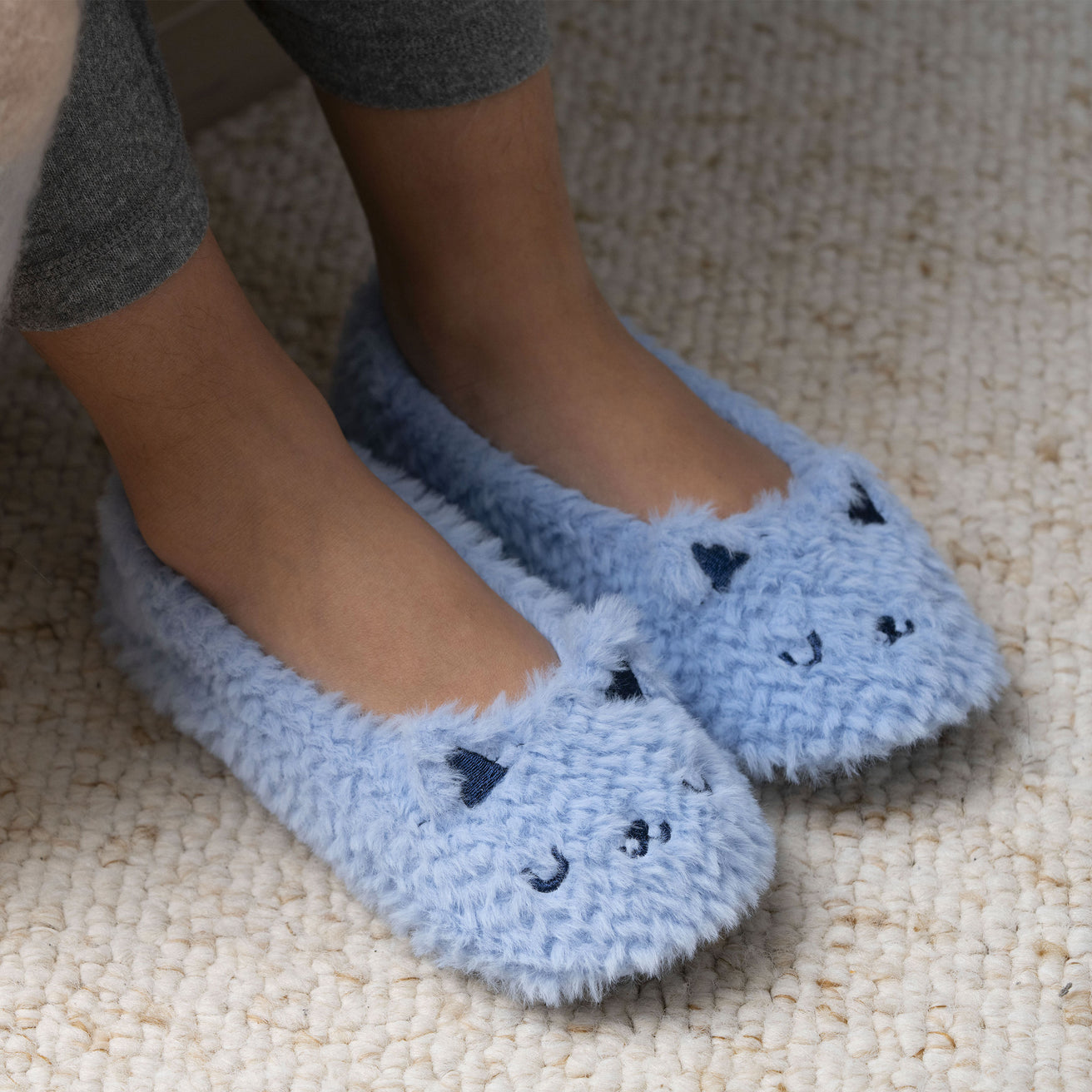 Chaussons ballerines Femme Chat Bleu