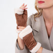 Mitaines Femme bord imitation fourrure Camel