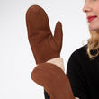 Moufles Femme cuir imitation fourrure Cognac