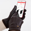 Guantes Hombre táctiles cuero correa de ajuste Marrón