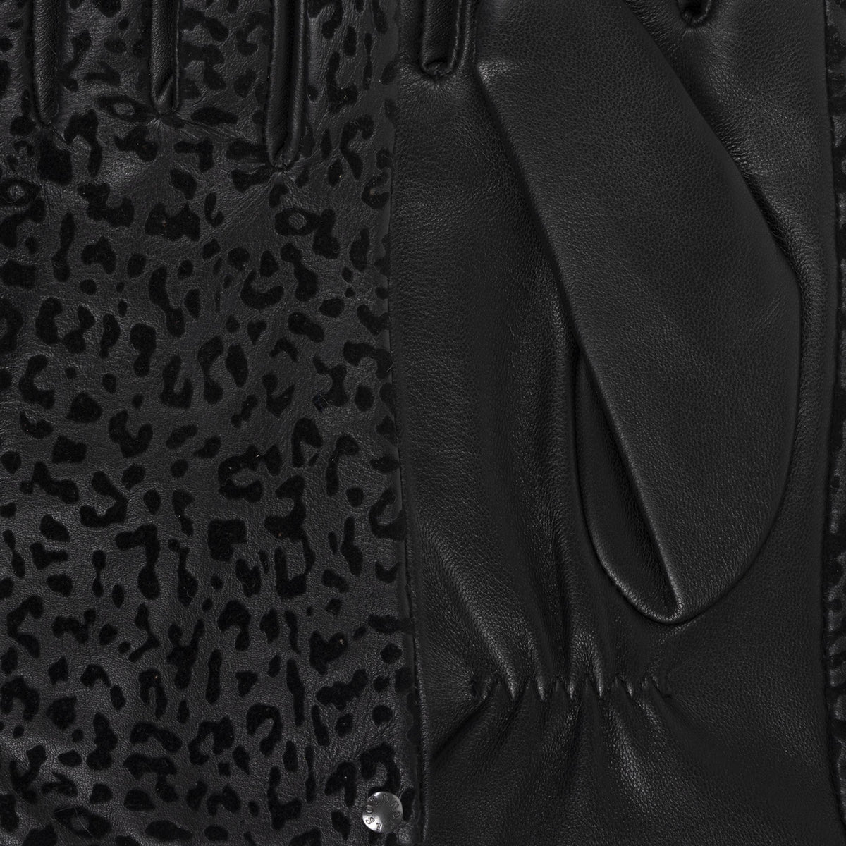 Guantes Mujer Táctiles Cuero de cordero Negro Leopardo