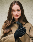 Guantes Mujer Táctiles Cuero de cordero Negro Leopardo
