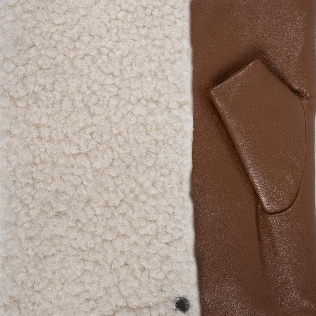 Mitaines Femme Cuir Sherpa/Cognac