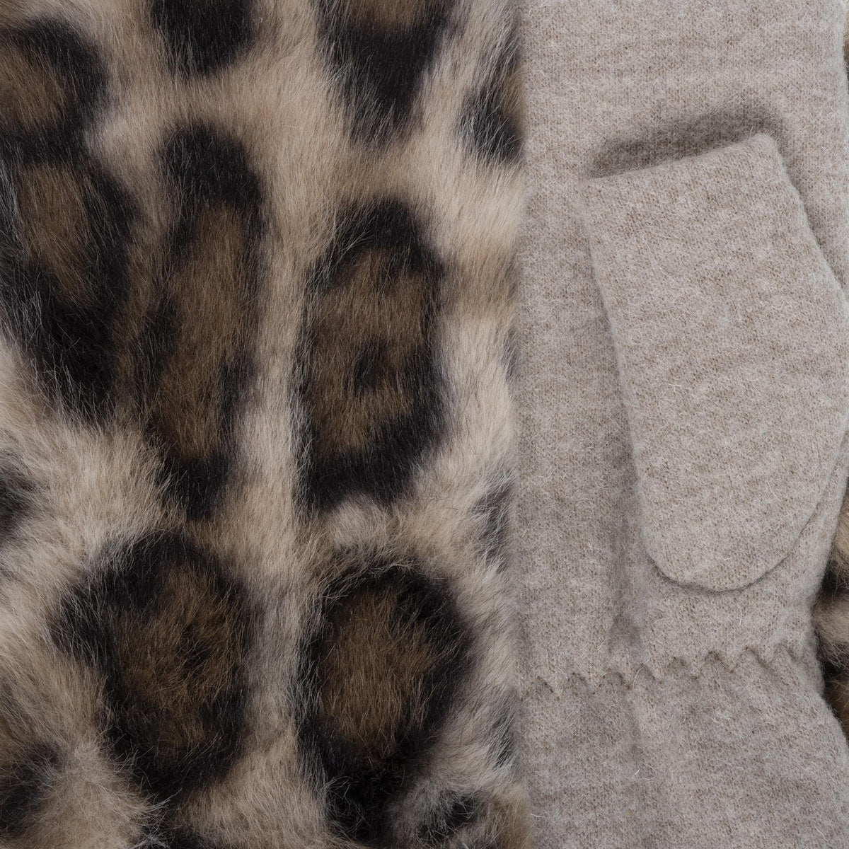 Mitaines Femme Imitation Fourrure Léopard/Beige