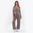Pantalon large Femme Taupe chiné