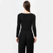 Camiseta de cuello cuadrado Mujer Negro