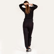 Pantalón jogger Mujer malla acanalado Negro