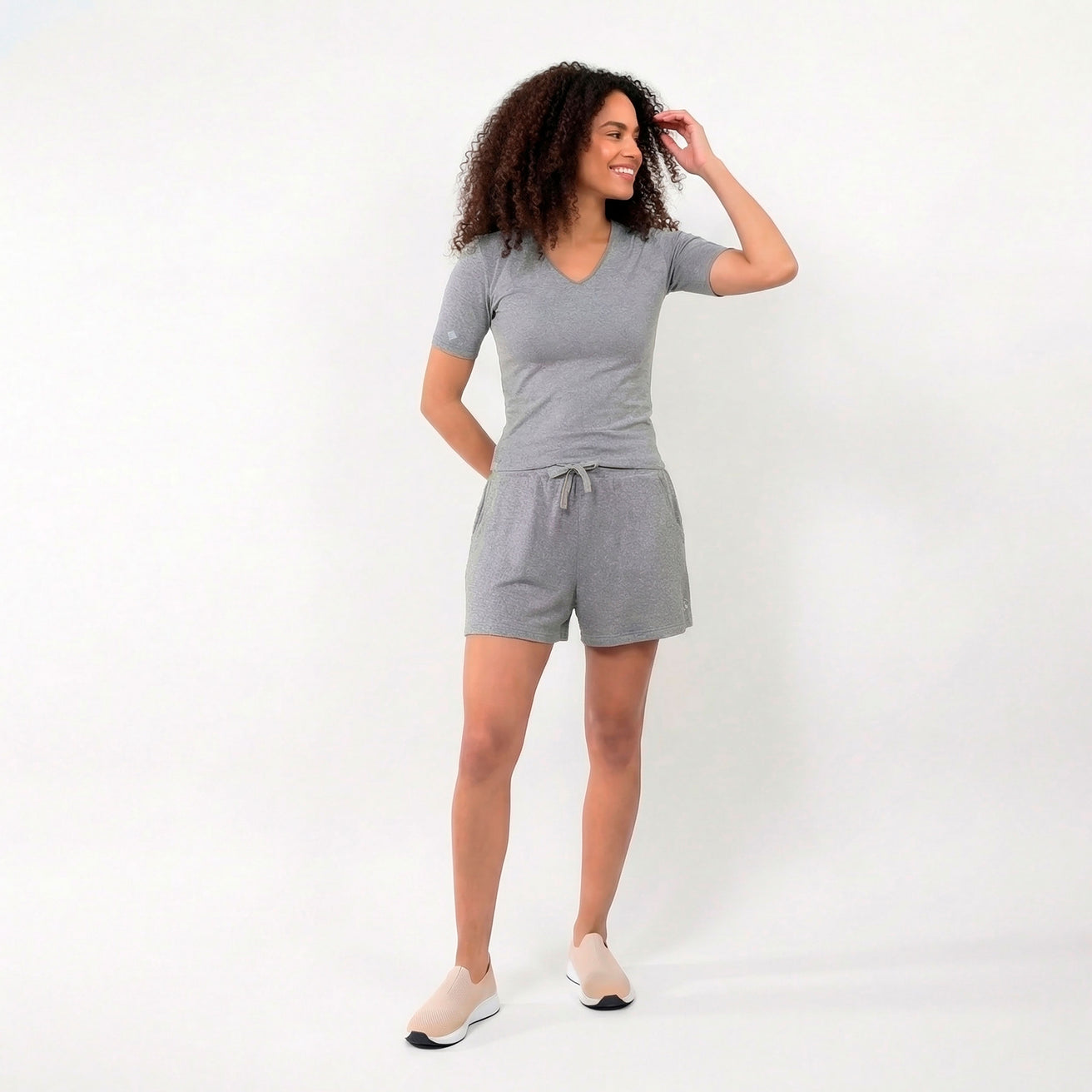 T-shirt à manches courtes Femme Gris chiné