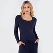 Camiseta de cuello cuadrado Mujer Marino