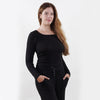 Camiseta de cuello cuadrado Mujer Negro