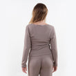 T-shirt col carré Femme Taupe chiné