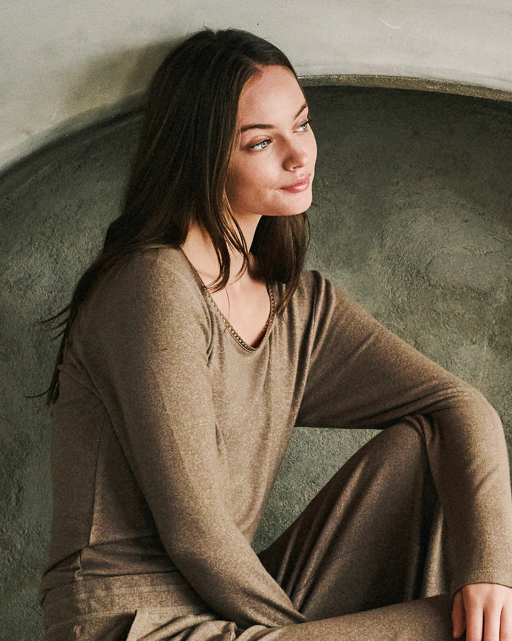 T-shirt col carré Femme Taupe chiné - Isotoner