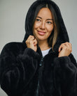 Chaqueta piel de imitación Mujer Negro