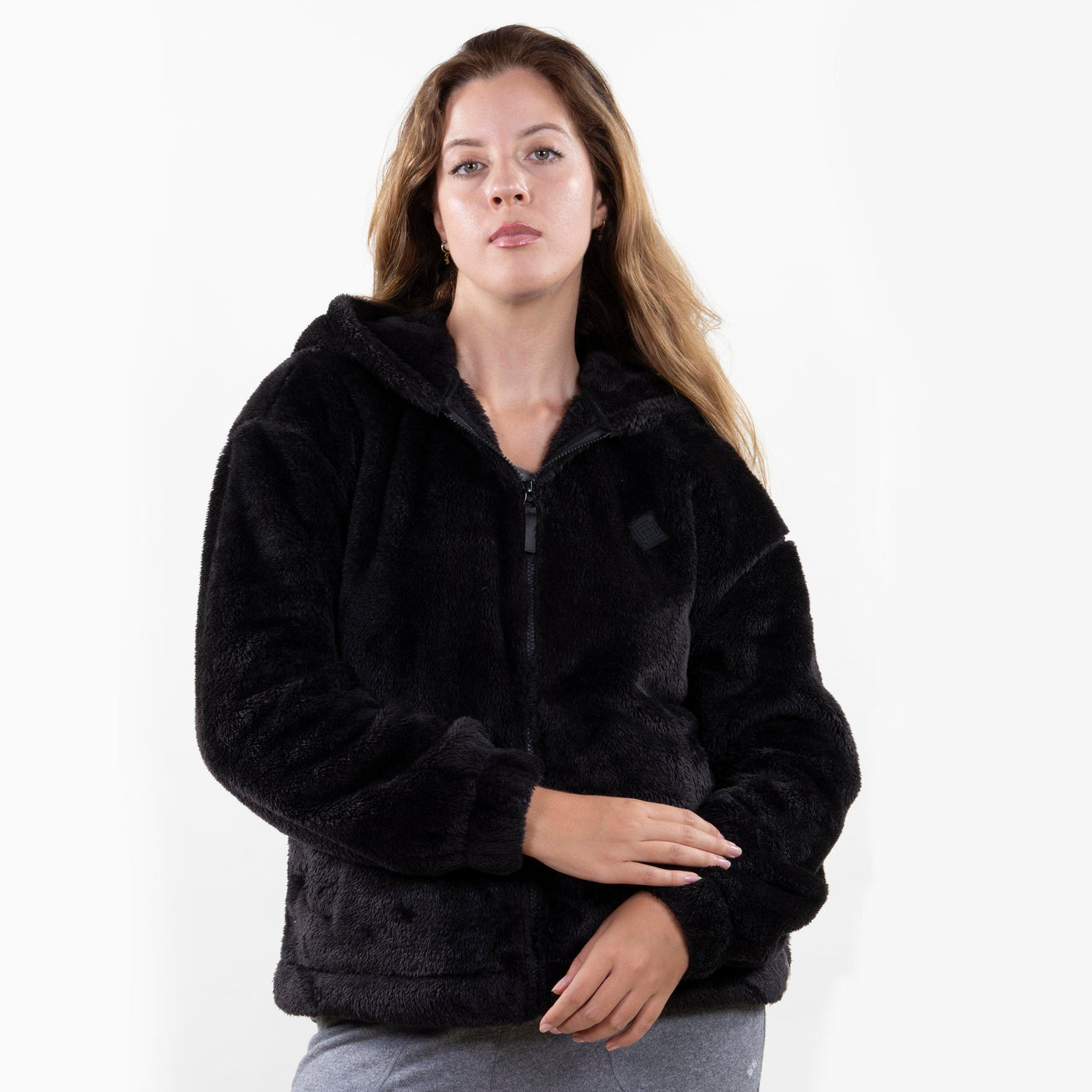 Veste imitation fourrure Femme Noir