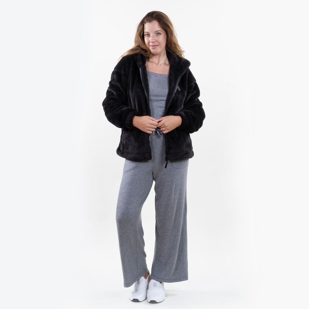Veste imitation fourrure Femme Noir