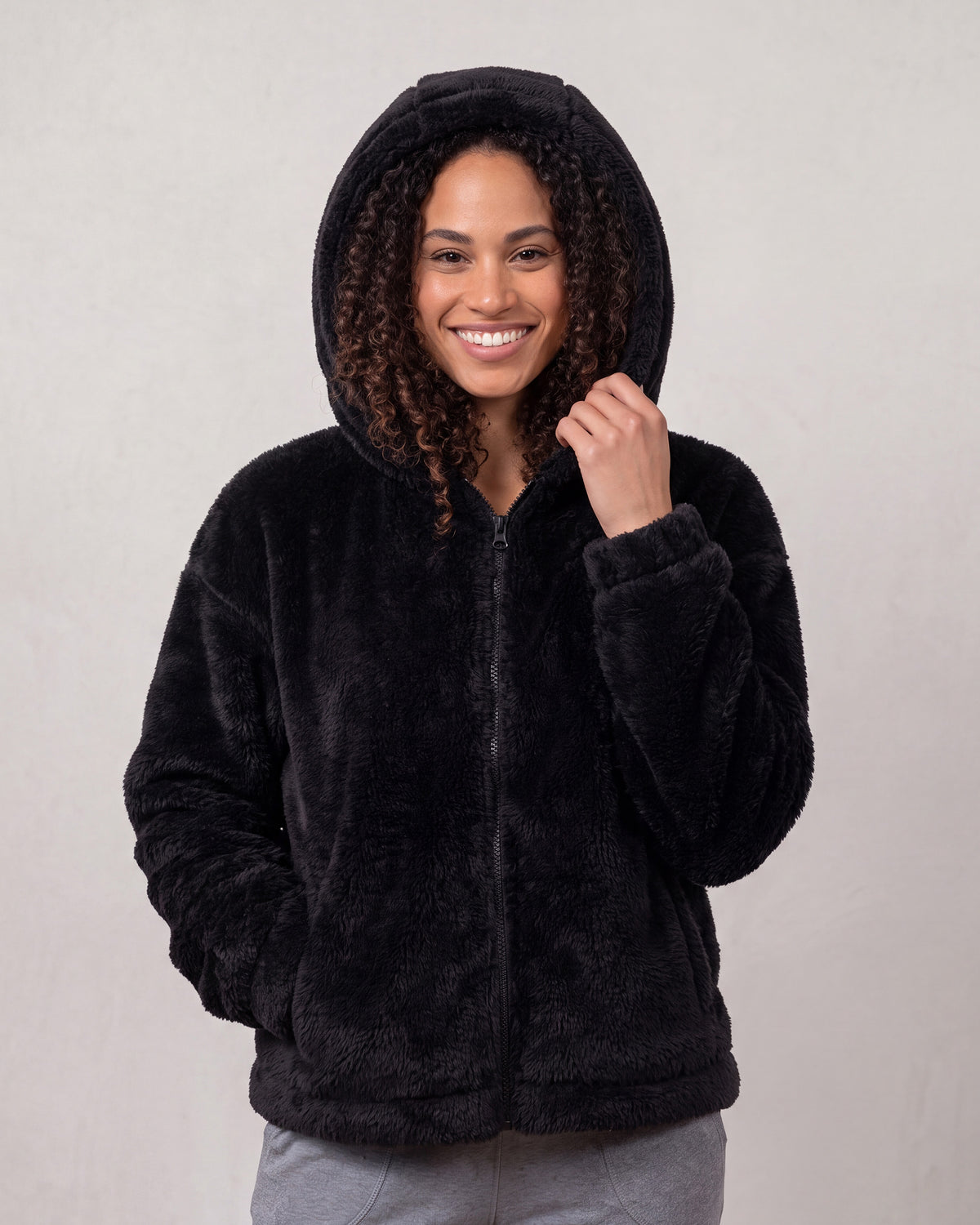 Chaqueta piel de imitación Mujer Negro