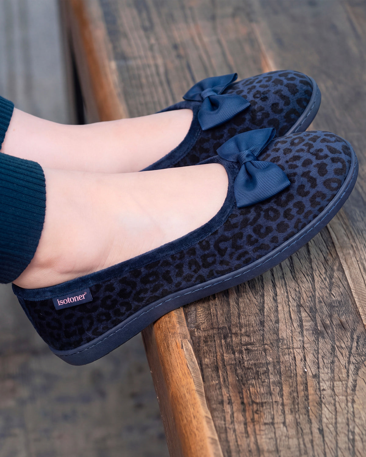 Chaussons Ballerines Femme Léopard Marine
