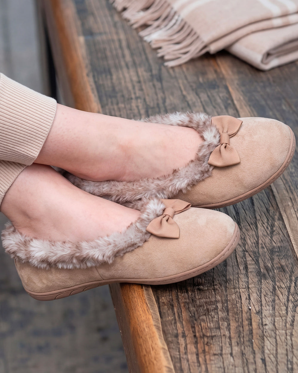 Zapatillas de casa bailarinas recicladas Mujer Camel - Isotoner