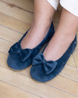 Chaussons ballerines Femme Grand Nœud Bleu