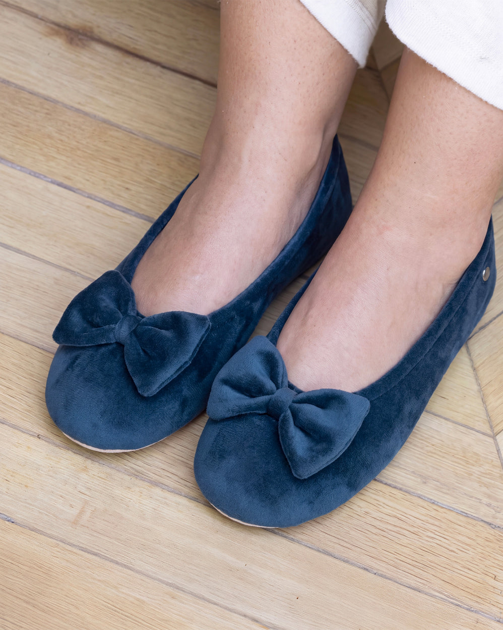 Zapatillas de casa Mujer gran lazo Azul pato - Isotoner