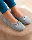 Chaussons ballerines Femme Gris nœud satiné