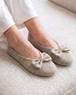 Chaussons Ballerines Femme Grand Nœud Kaki
