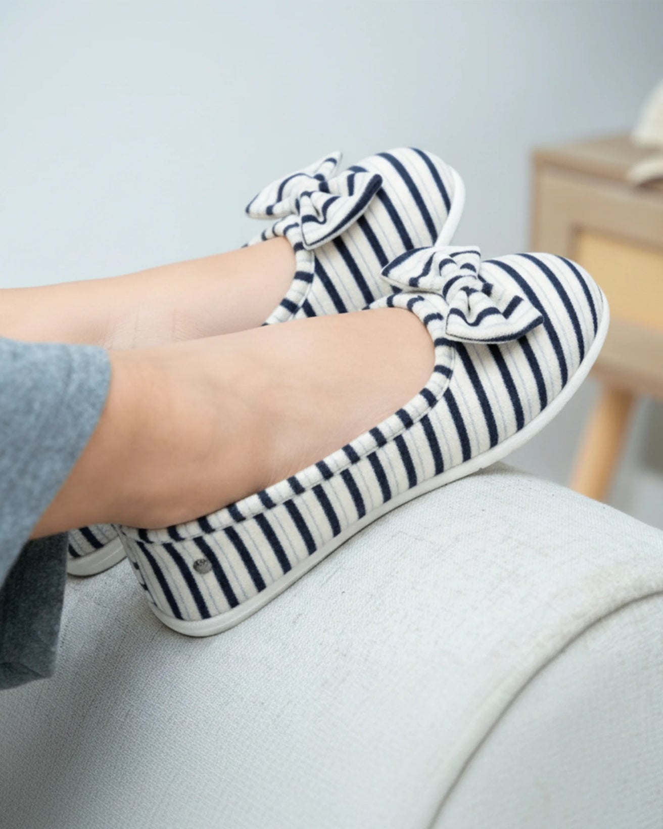 Zapatillas de casa Mujer Azul rayas