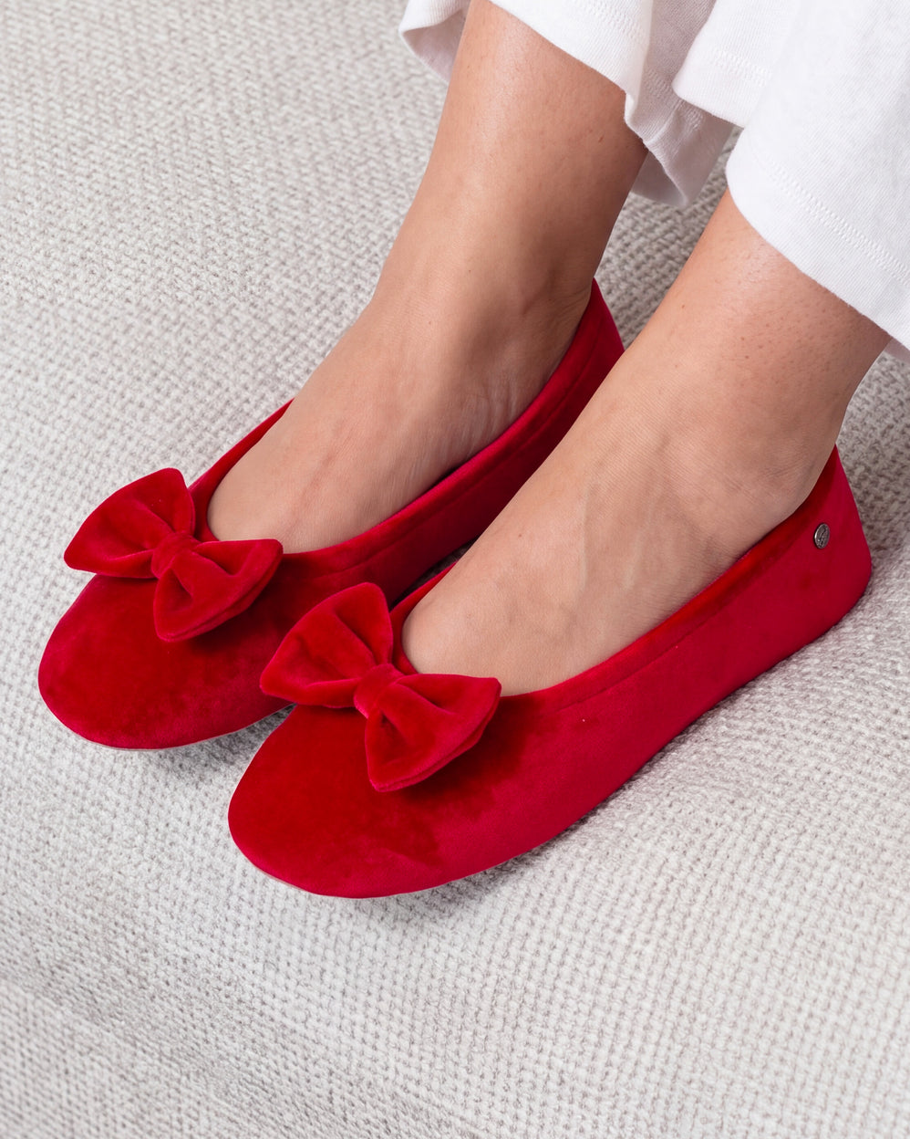 Zapatillas de casa bailarinas Mujer Grande Nudo Rojo - Isotoner