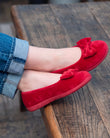 Chaussons Ballerines Femme Noeud Rouge
